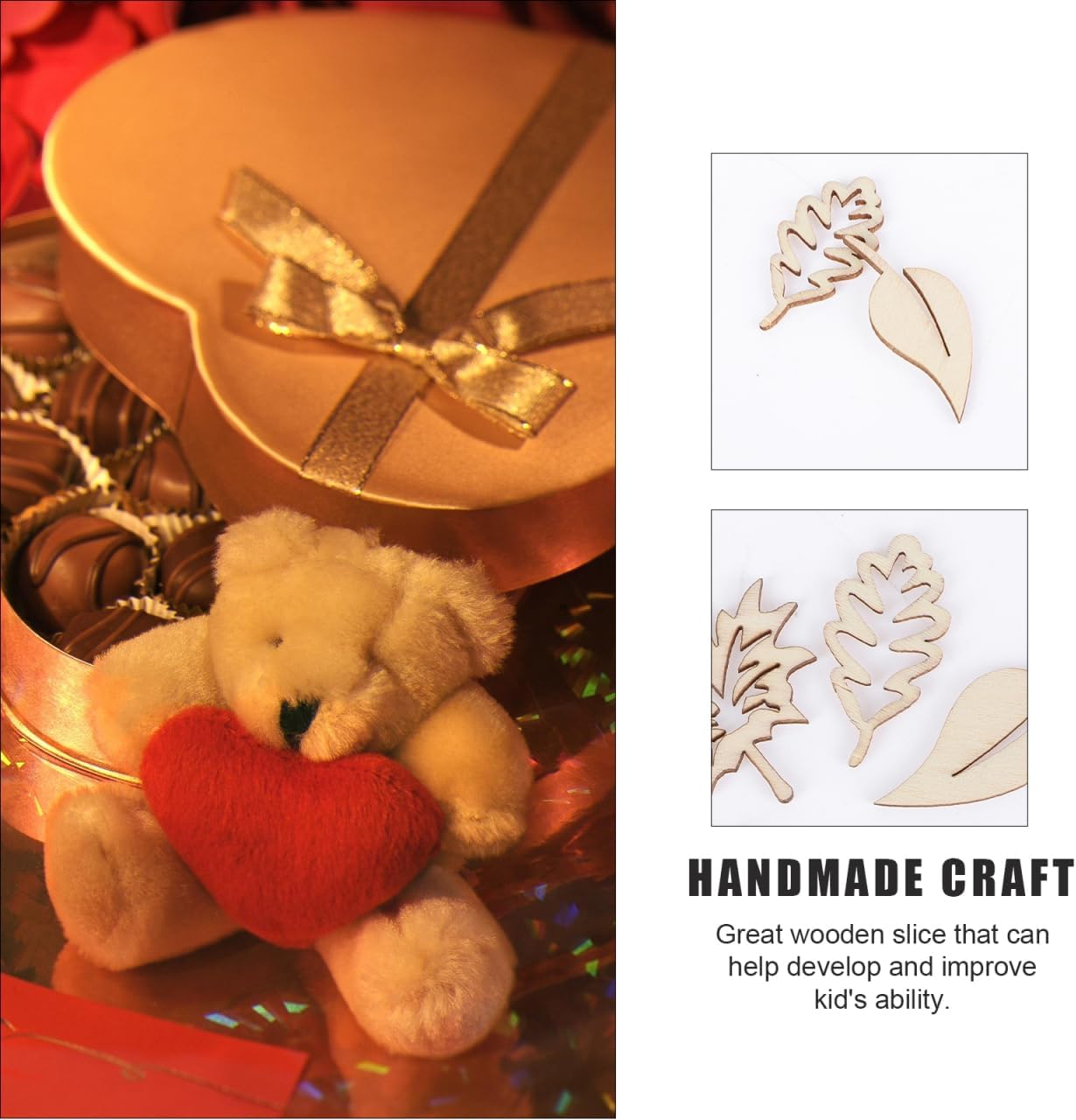 50pcs Wooden Leaves Unfinished Wood Shapes