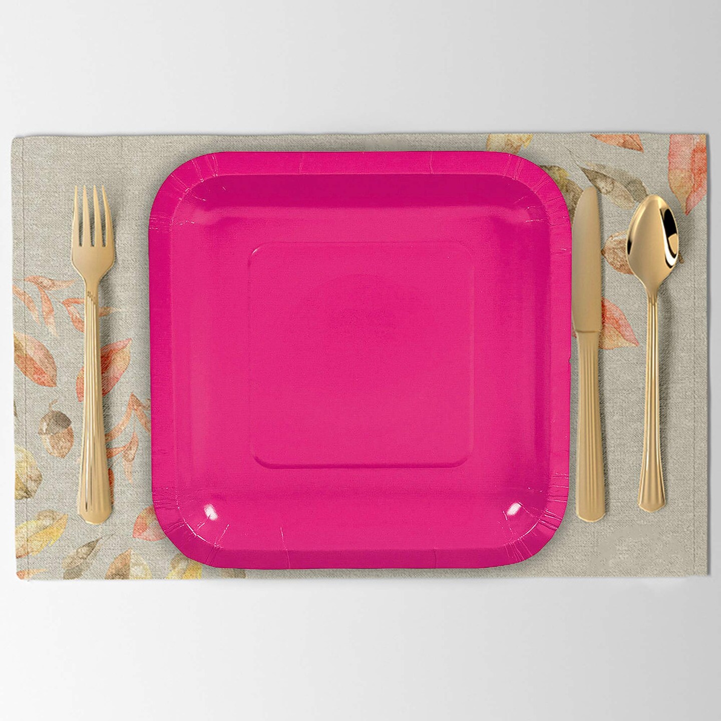24 Count Hot Pink Square Paper Dessert Plates for Baby Shower Party 7"