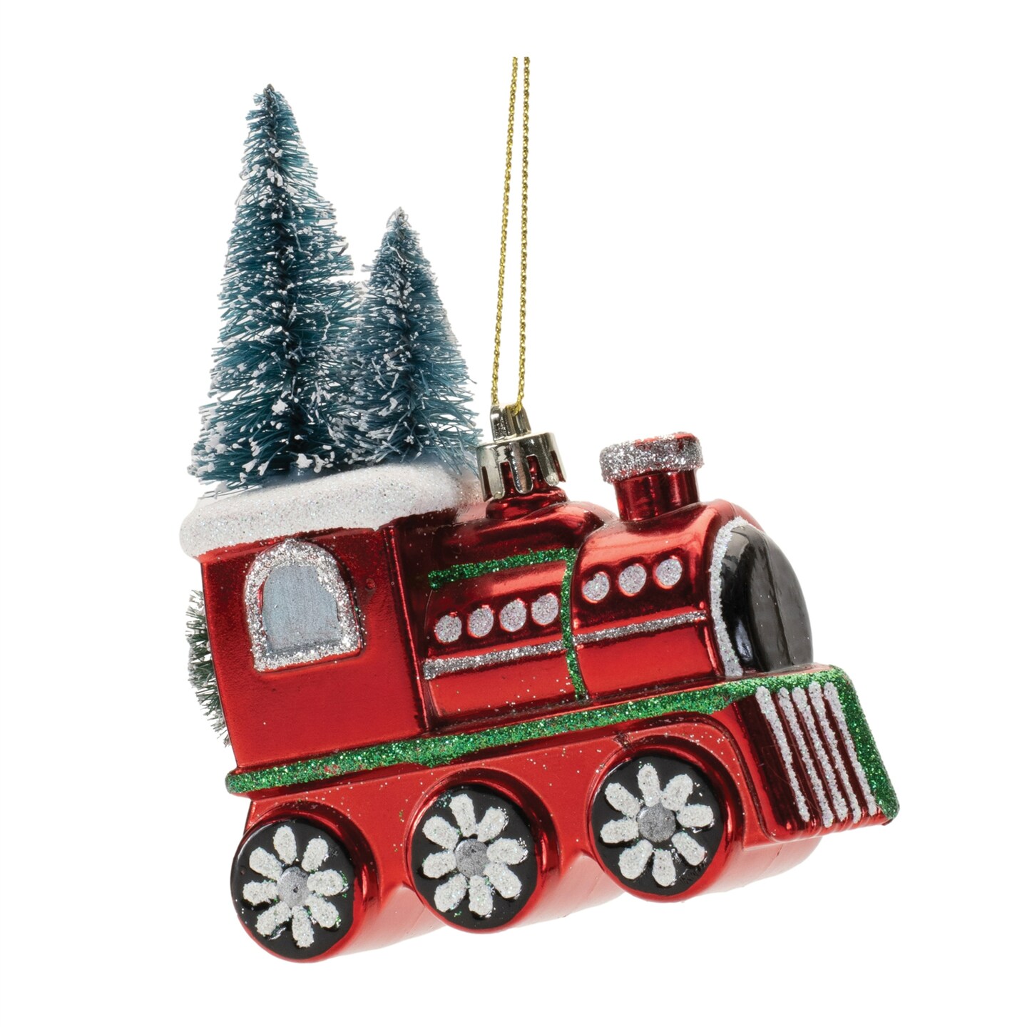 Melrose Glittered Train Engine Christmas Ornaments - 5" - 6ct