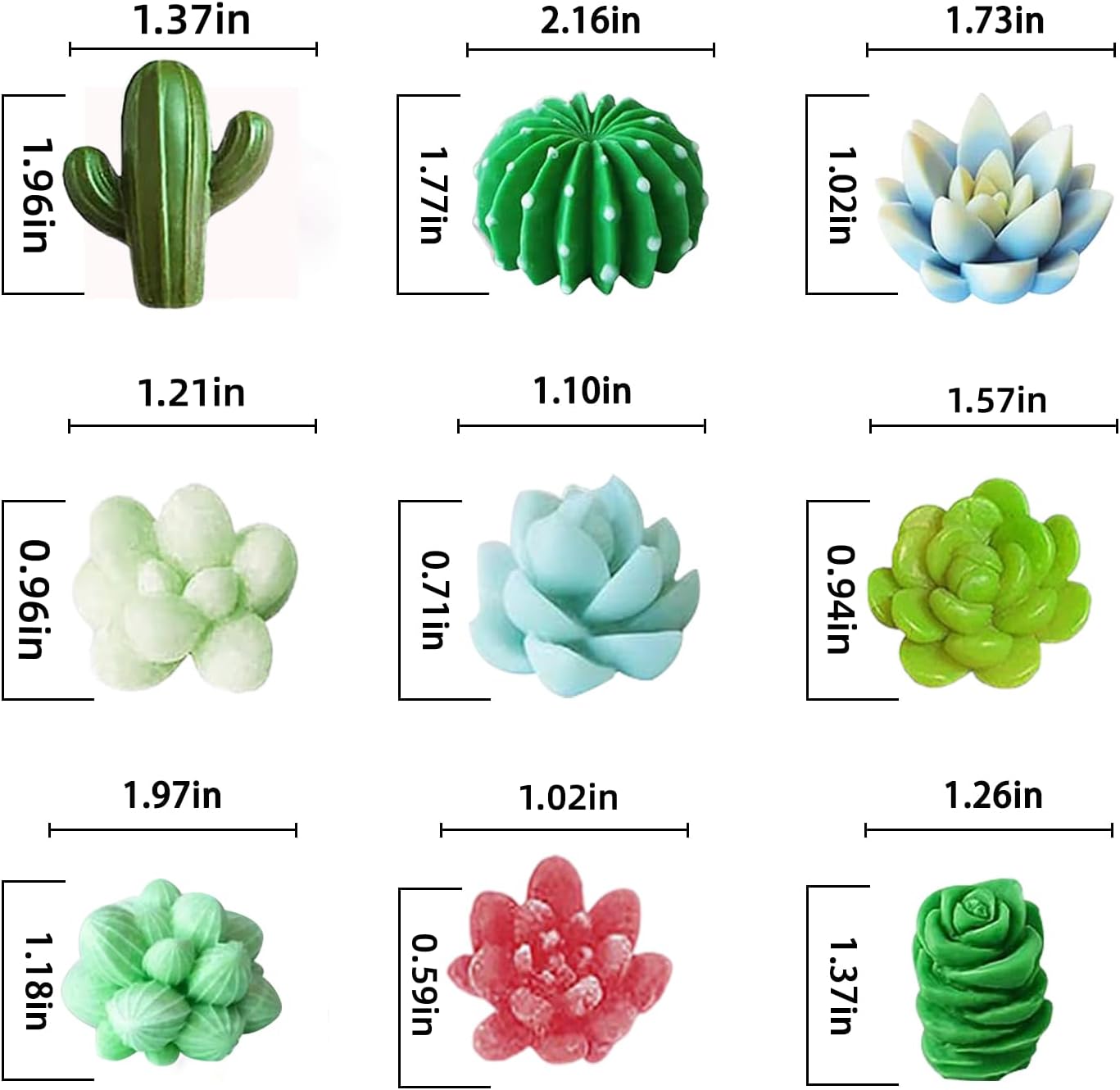 9 Pack Succulent Silicone Mold,Flower Resin Mold,Silicone Candle Molds