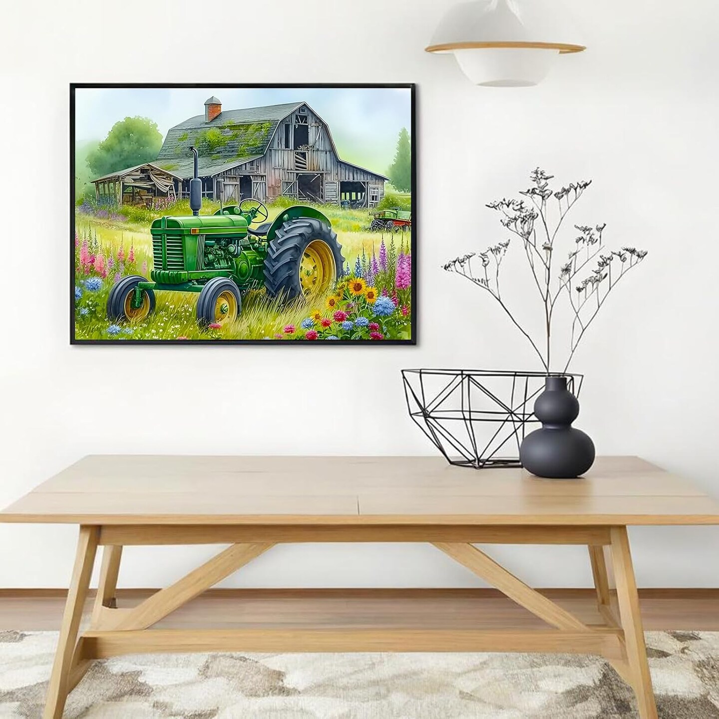 5D Diamond Painting Kits - Diamond Art Kit Tractor Flower Rural Scenery