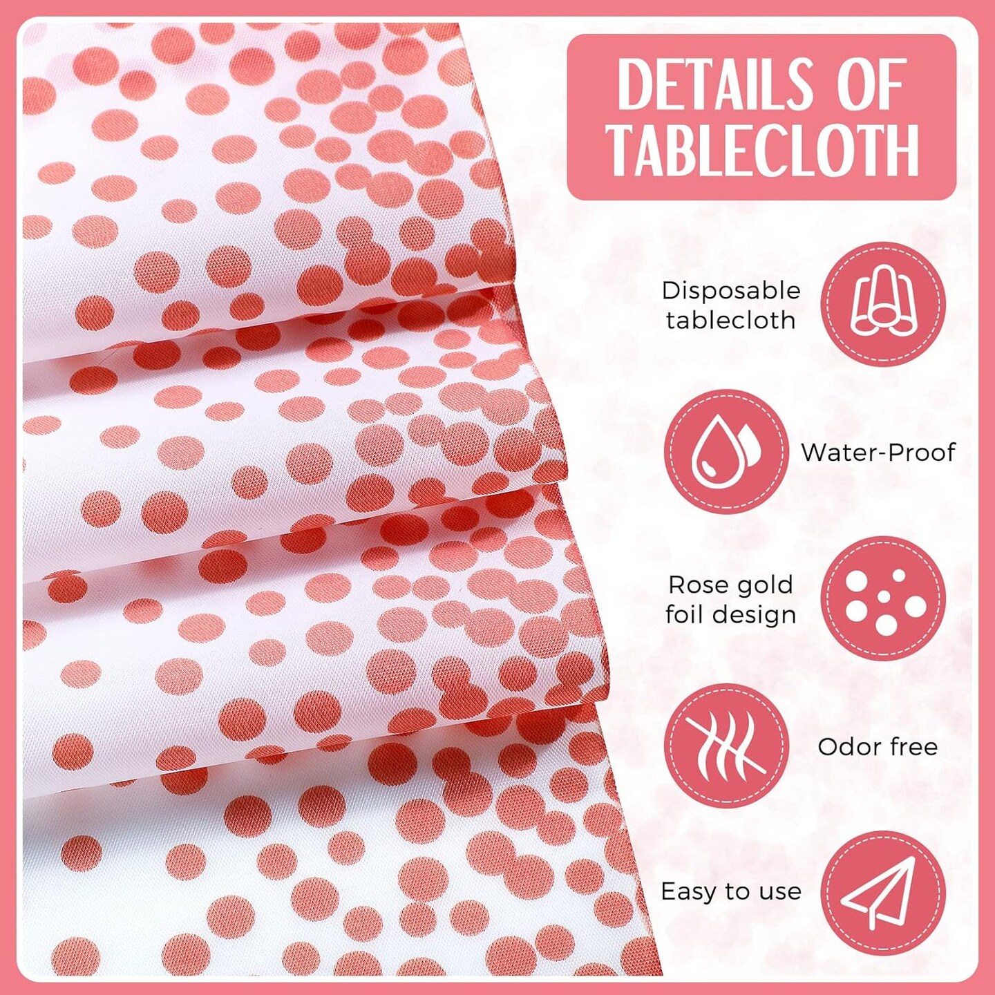 24 Packs White and Rose Gold Plastic Tablecloths Baby Shower (White and Rose Gold)