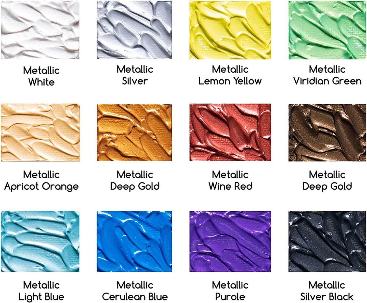 MEEDEN Metallic Acrylic Paint, Set of 12 Vibrant Colors Acrylic Tubes 0.74oz/22ml, Heavy Body Non Toxic Art Craft Paints for Artists, Kids &#x26; Beginners, Art Supplies for Canvas Wood Rocks Painting