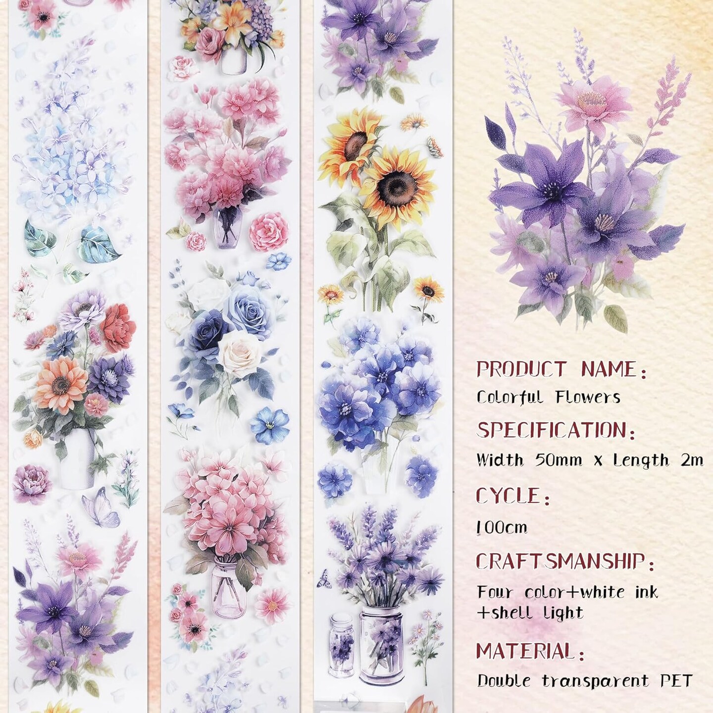 Aesthetic Washi Tapes - Flower Decorative Tapes