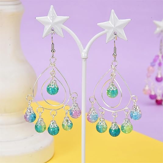 120pcs Crackle Glass Crystal Dangle Charms for Jewelry Making