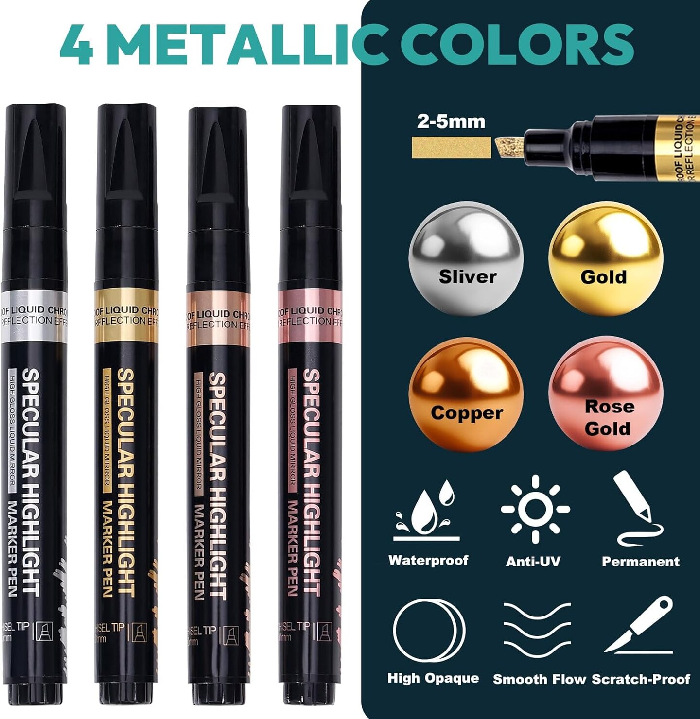 4 Colors Liquid Chrome Paint Pen