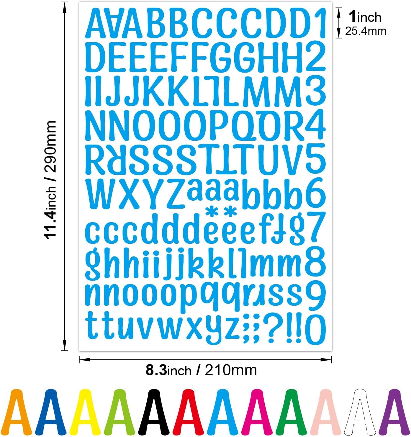 12 Sheets A4 Scrapbook Alphabet Stickers (1512 Pcs)