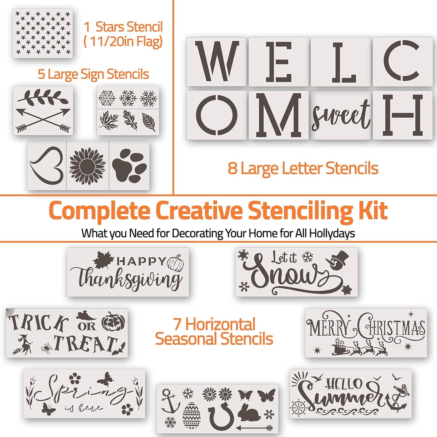 26 PC Large Welcome Stencil (All Seasons)