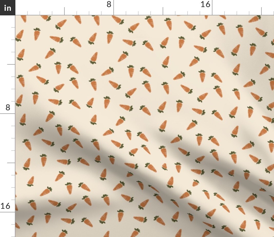 Boho Easter Small Gender Neutral Carrots Garden Custom Printed Fabric by Spoonflower Various Fabrics by the Yard or Fat Quarter