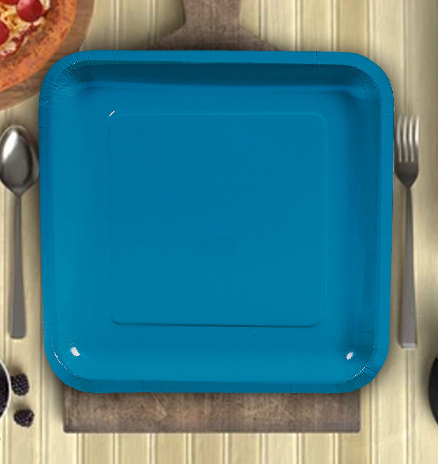 24 Count Turquoise Square Paper Dinner Plates 9" Disposable Party Tableware