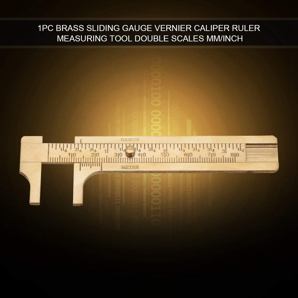 Sliding Gauge Vernier Caliper Ruler, Scale Vernier Caliper Solid Brass Sliding Gauge, mm/inch Handy Sliding Gauge Ruler Measuring Tool, Vernier Gauge Millimeters Tool for