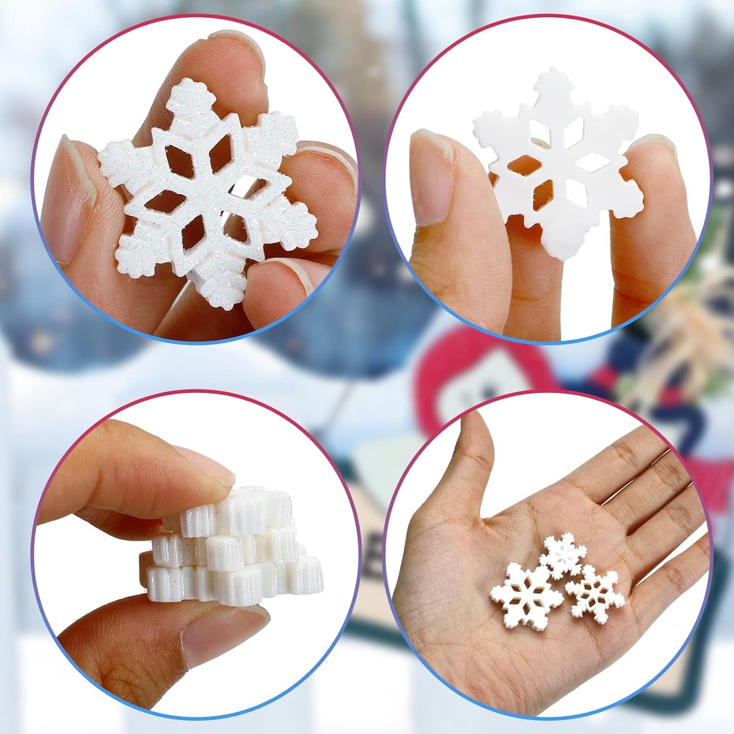 60Pieces Christmas Resin Snowflakes - 3 Sizes (White)
