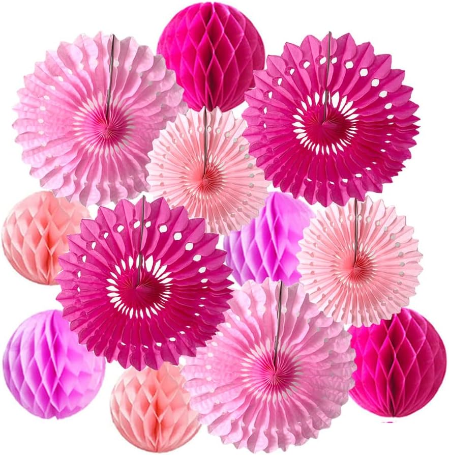 12pcs 6'' 8'' Honeycomb Balls Tissue Paper Fans Party Honeycomb Ball Fans Wall Decorations Tissue Pom Poms Flower Balls Hanging