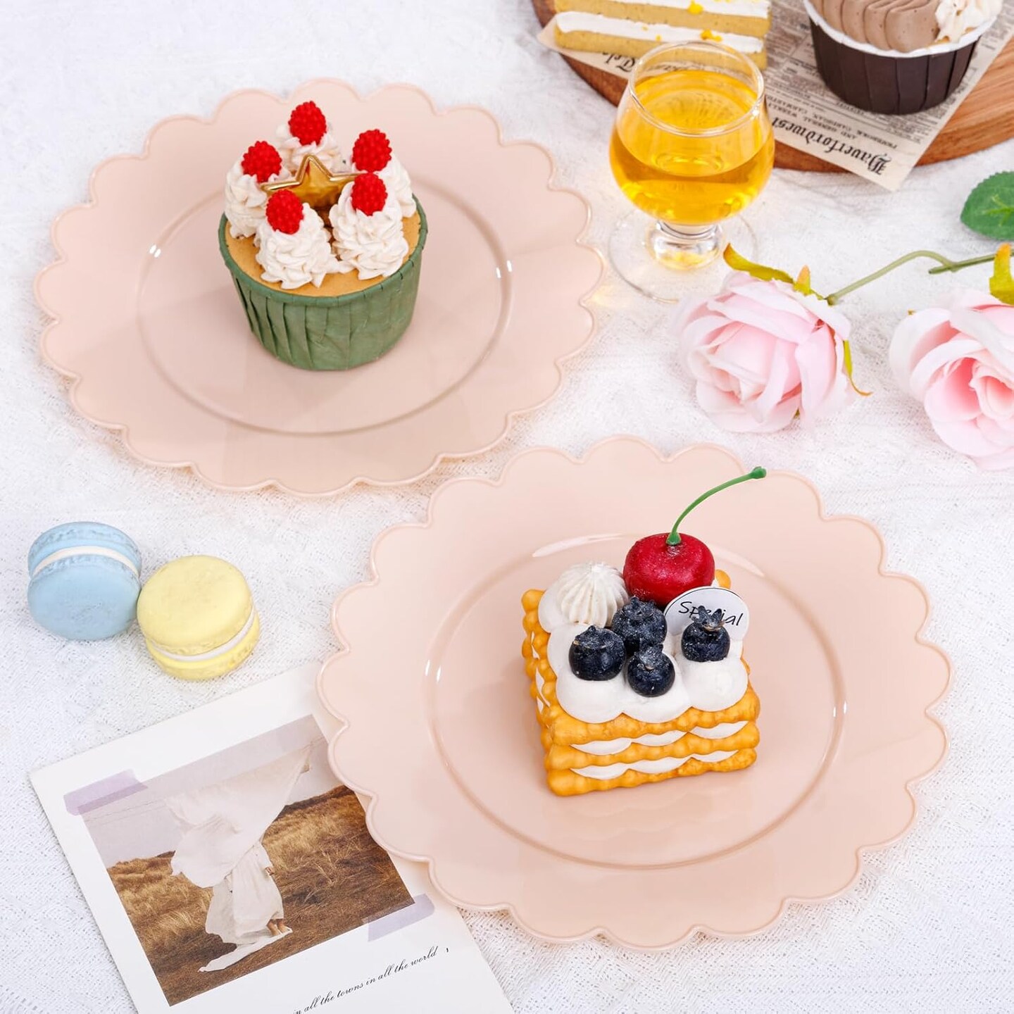 72-Count Pink Plastic Plates Disposable