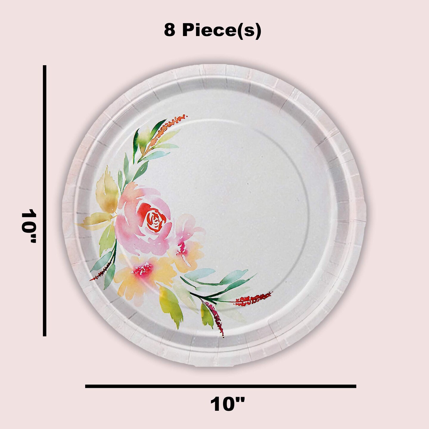 8 Count Garden Party Pastel Floral Paper Dinner Plates 10 Inch Spring Wedding