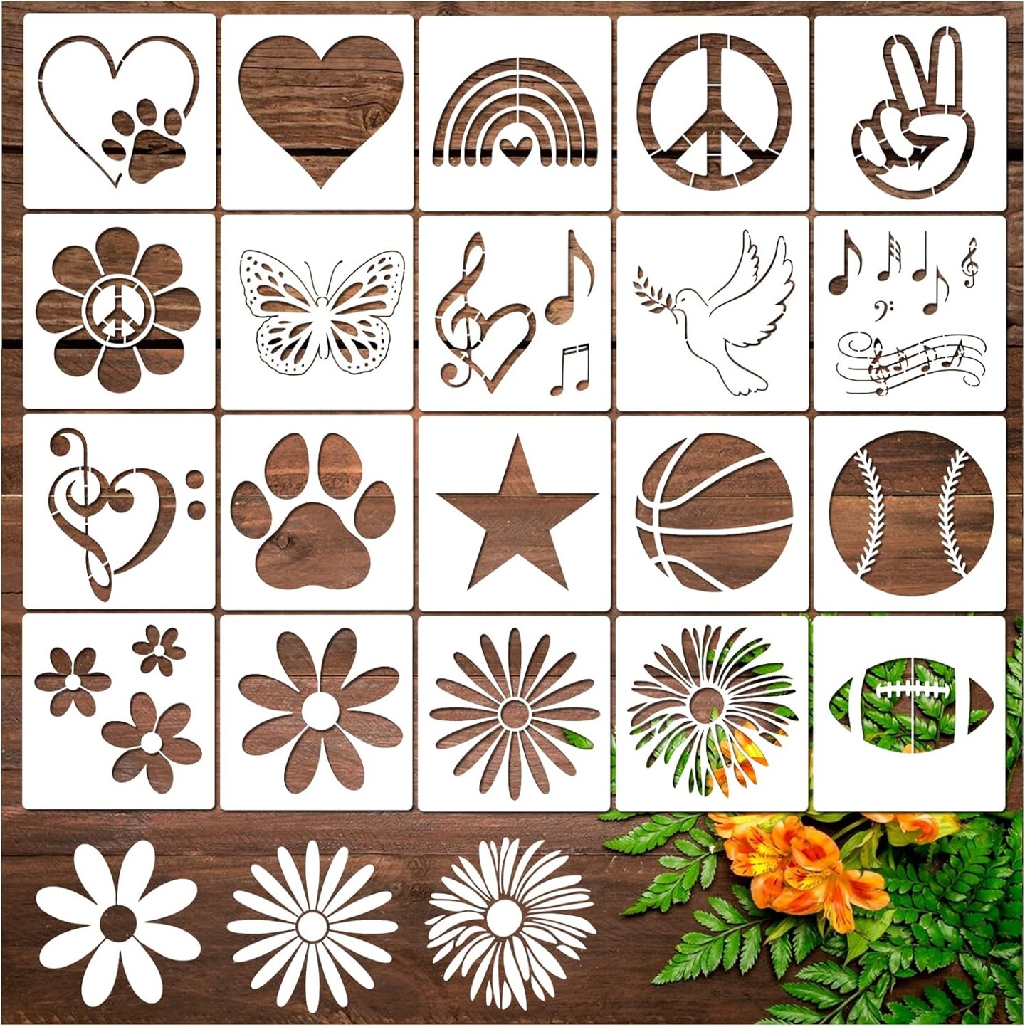 20 Pieces Stencil for Painting, Love Peace Sign Stencil(20pcs Peace Love)