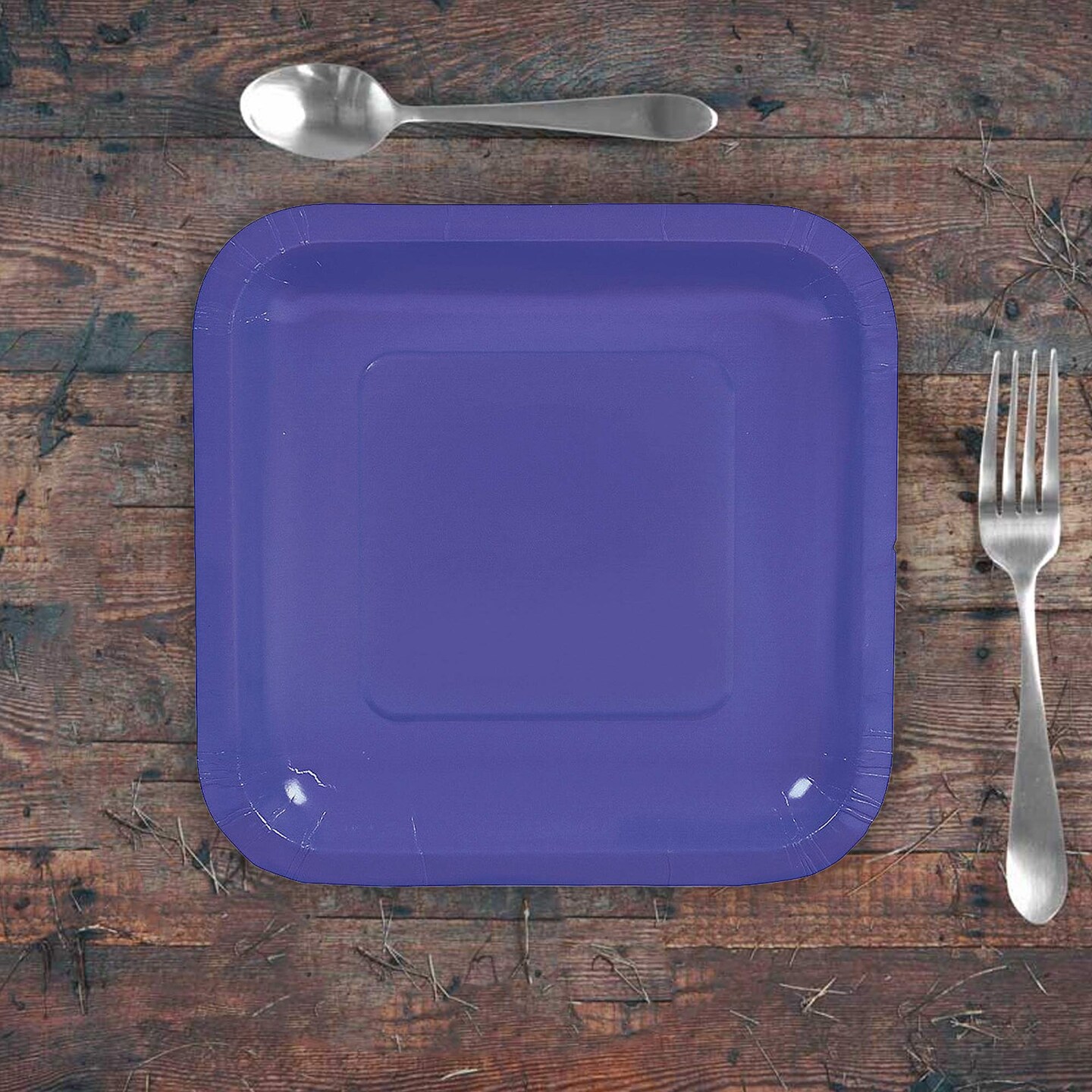 24 Count Purple Square Paper Dessert Plates for Party Supplies Baby Shower Wedding 7"