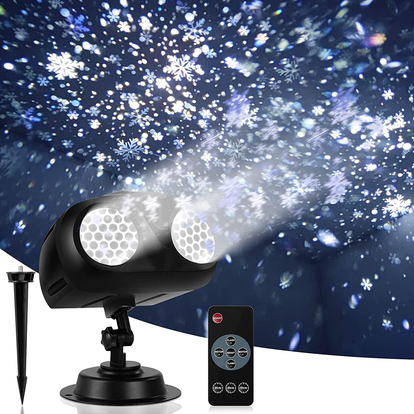 Christmas Snow Projector Lights with Remote Control - Black