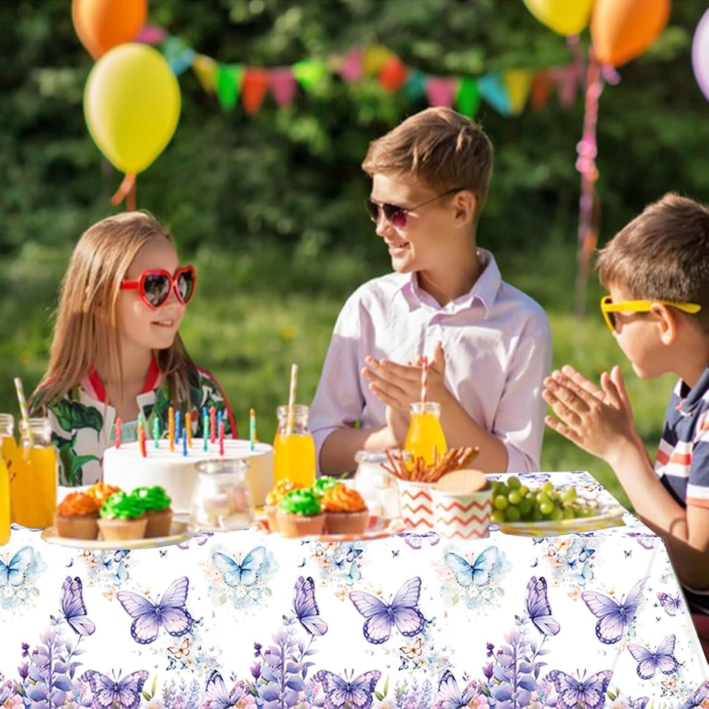 4 Pcs Butterfly Birthday Purple Butterfly Table Covers
