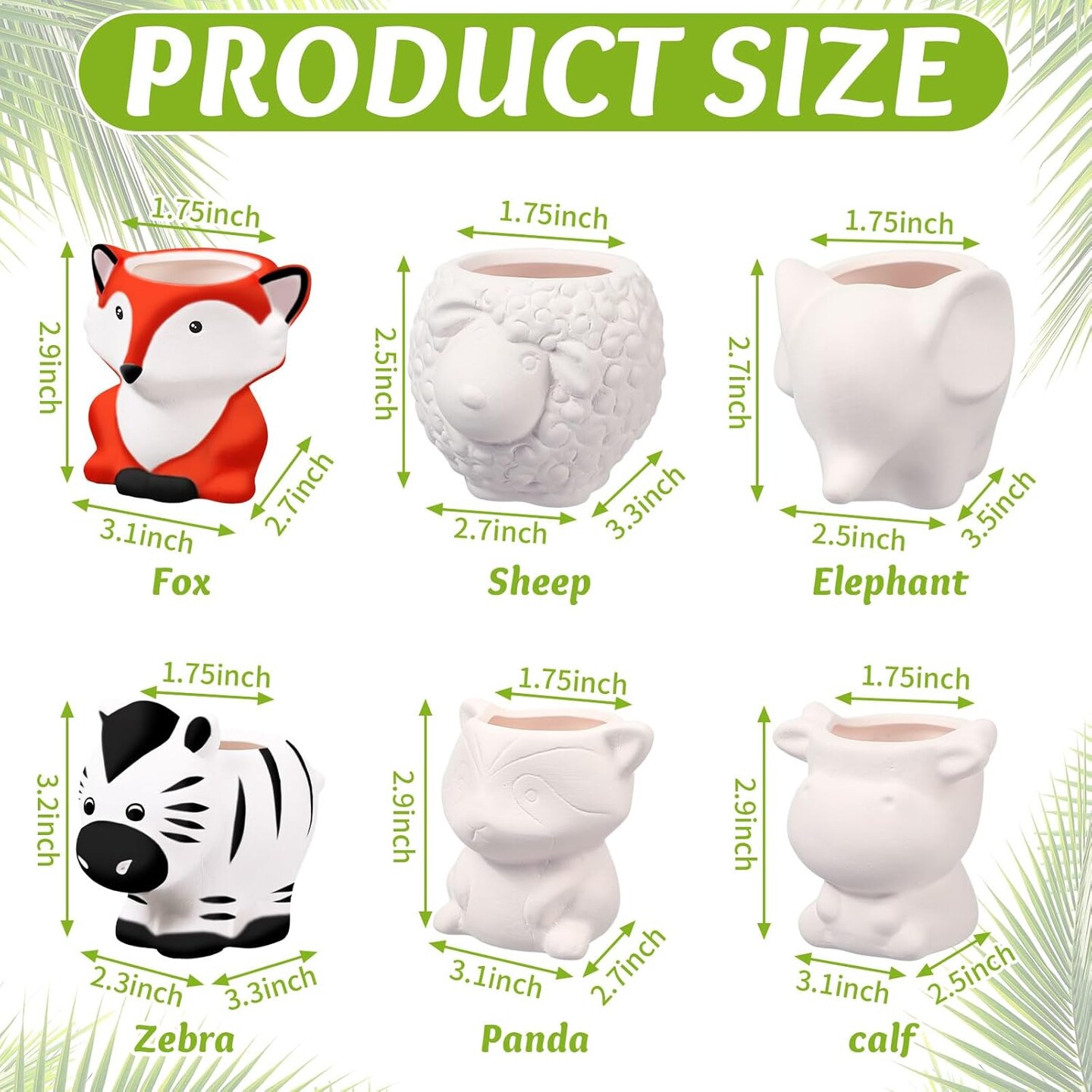 6 Sets Paint Your Own Animal Shaped Succulent Planter