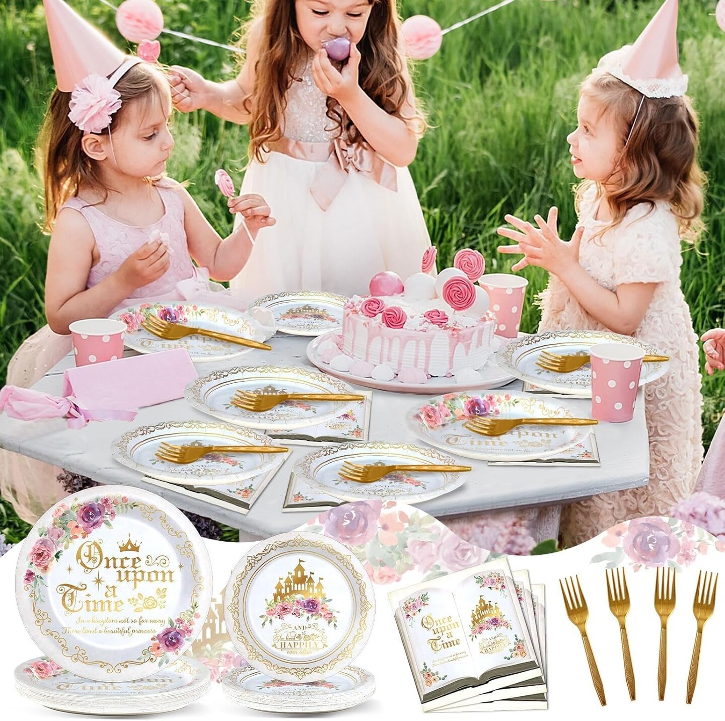 Fairytale Princess Plates and Napkins Once Upon a Time Party Tableware Set