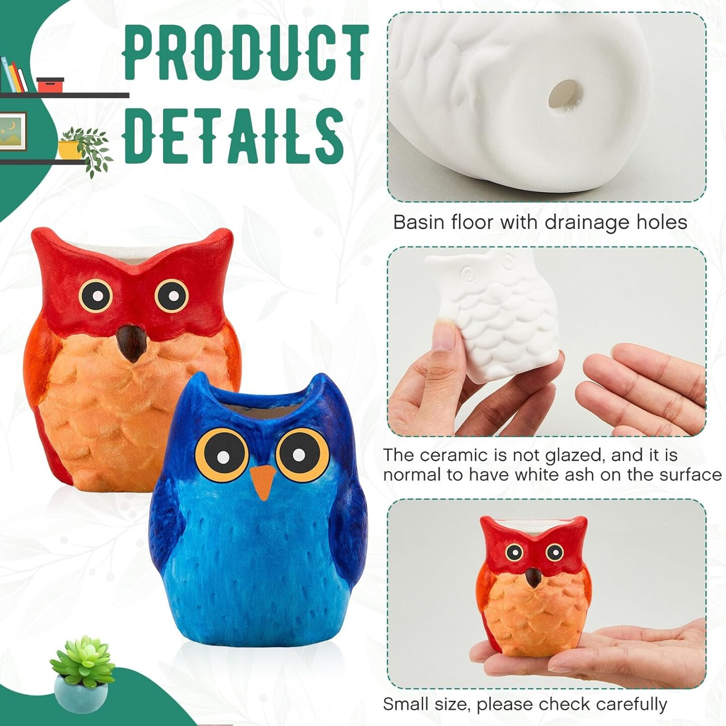 12 Set Paint Your Own Ceramic Planters - Mini Owl (2.5 Inch)