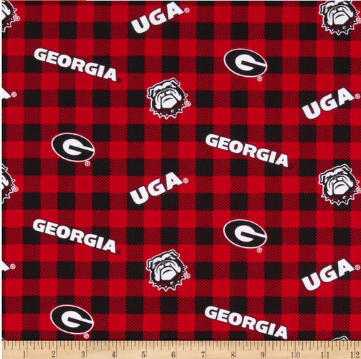 Licensed NCAA University of Georgia Buffalo Plaid GA-1207 Cotton Fabric by the Yard