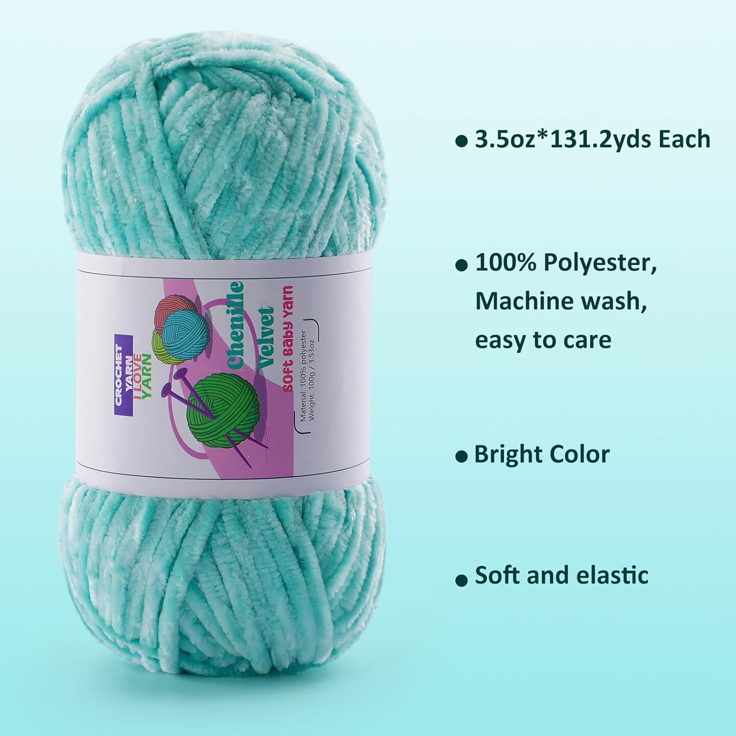 262.4 Yards - 2 Skeins Fluffy Chunky Yarn for Crocheting(Macaron)