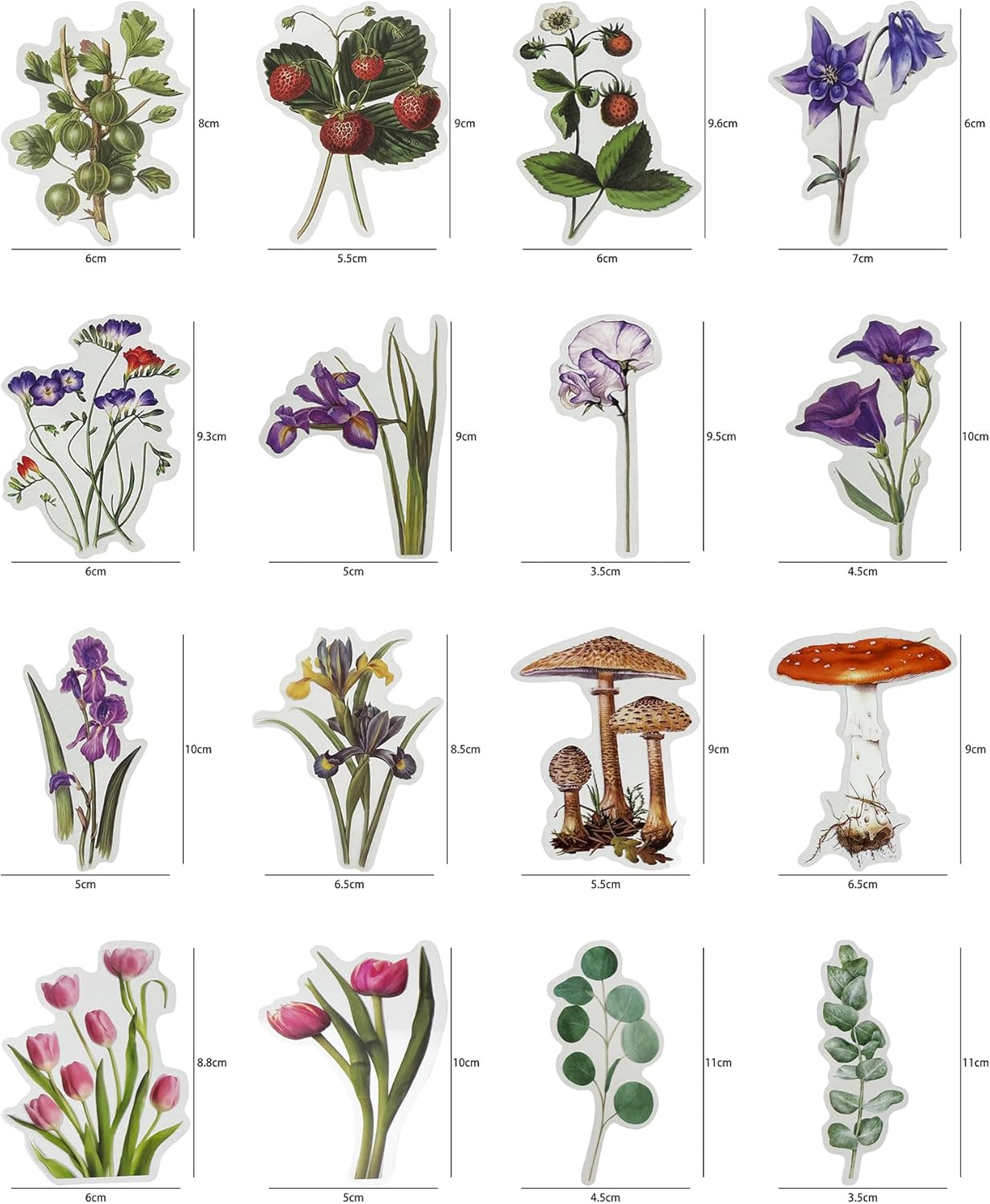 200 Pieces Aesthetic Flower Scrapbook Stickers Set