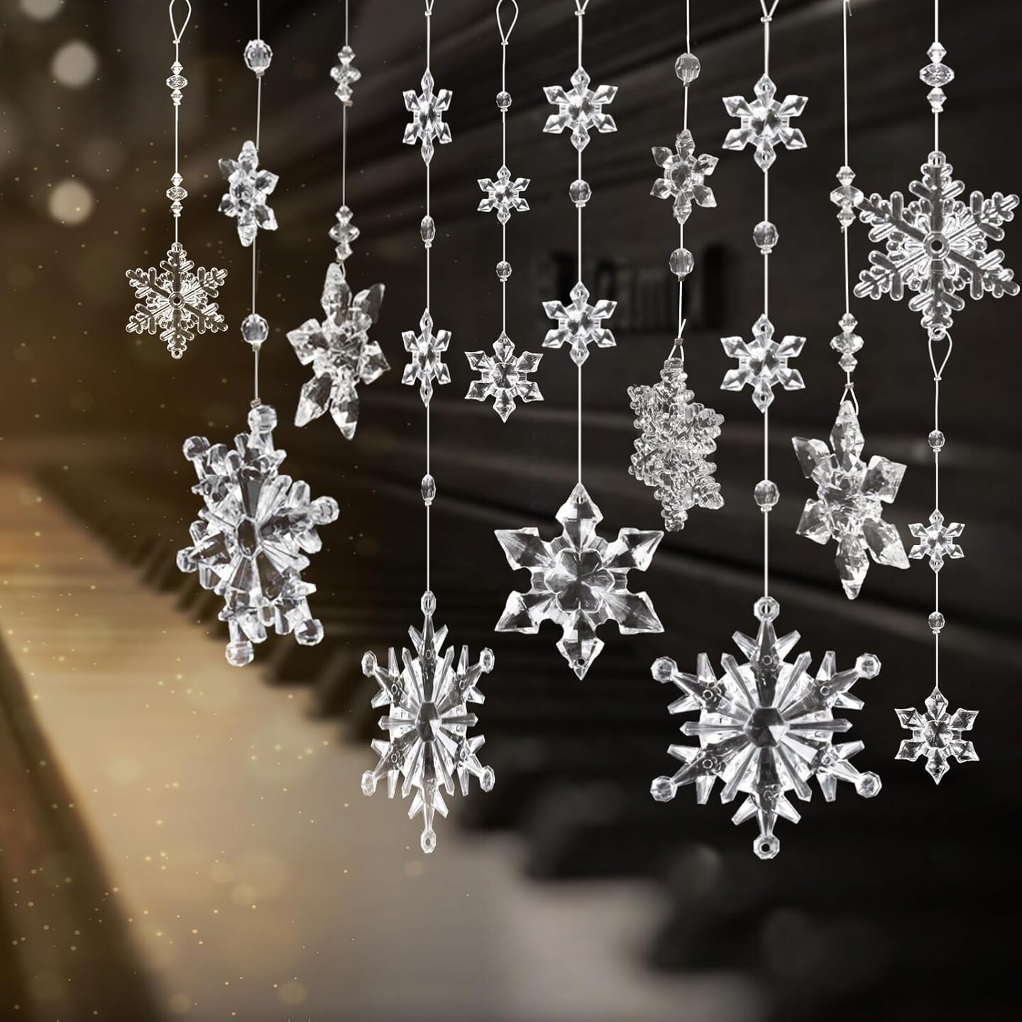 12pcs Crystal Christmas Ornaments - Transparent