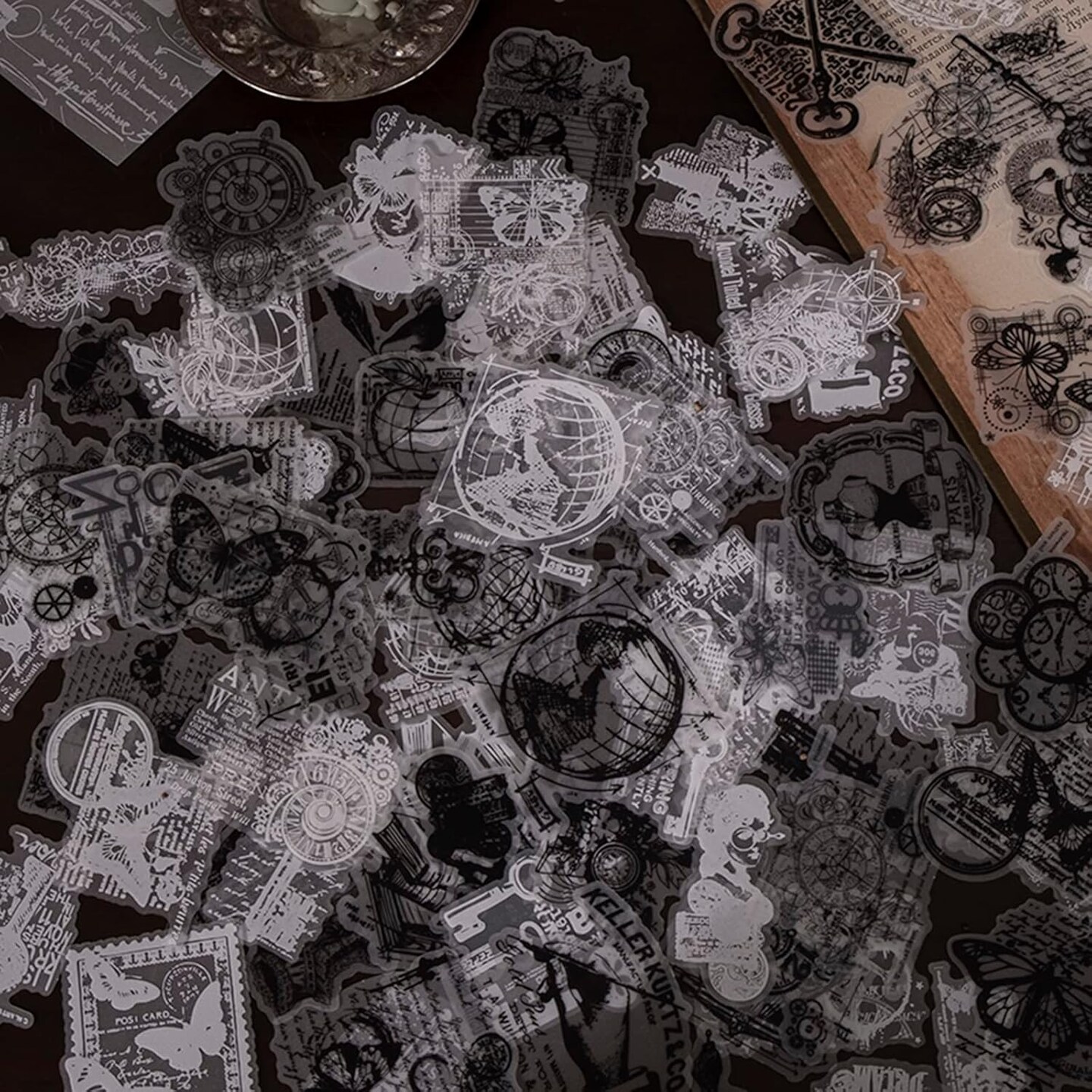 180 Pieces Vintage Black Scrapbooking Supplies Kit 5.51 x 3.94 x 0.04 inches