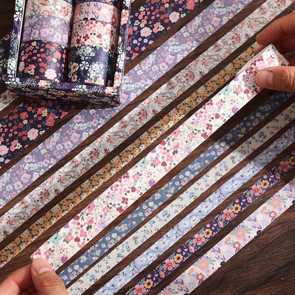 12 Rolls Floral Washi Tape Set - (Colorful2)
