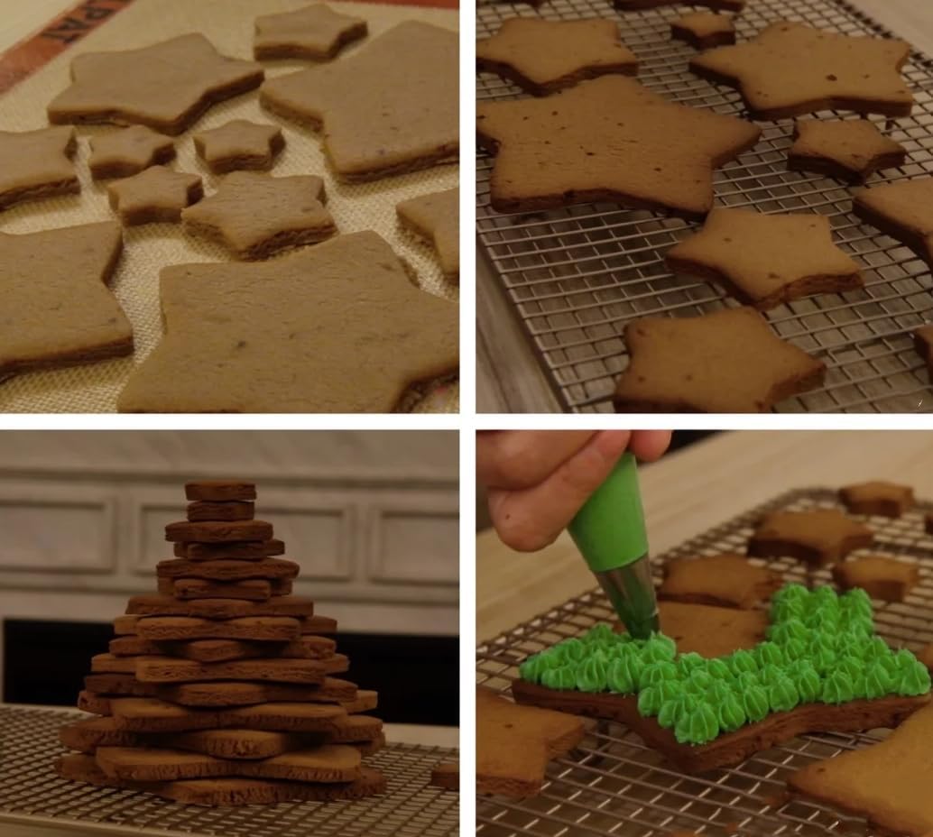 6 Pieces Star Cookie Cutters, 3D Christmas Tree Cookie Cutter Set, 4th of July Cookie