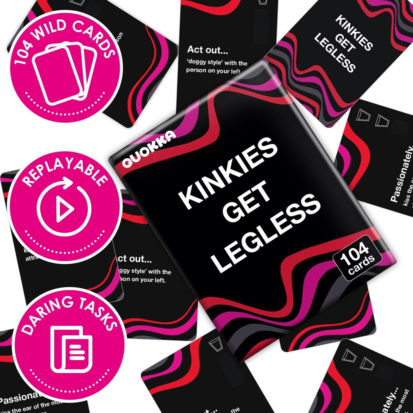 QUOKKA Card Games for Adults Let&#x2019;s Get Legless - Extra Daring Adult Games for Party Game Night with 104 Hilarious Tasks &#x26; Risky Questions, Inappropriate Challenges to Sice Up The Night, Ages 21+ Only