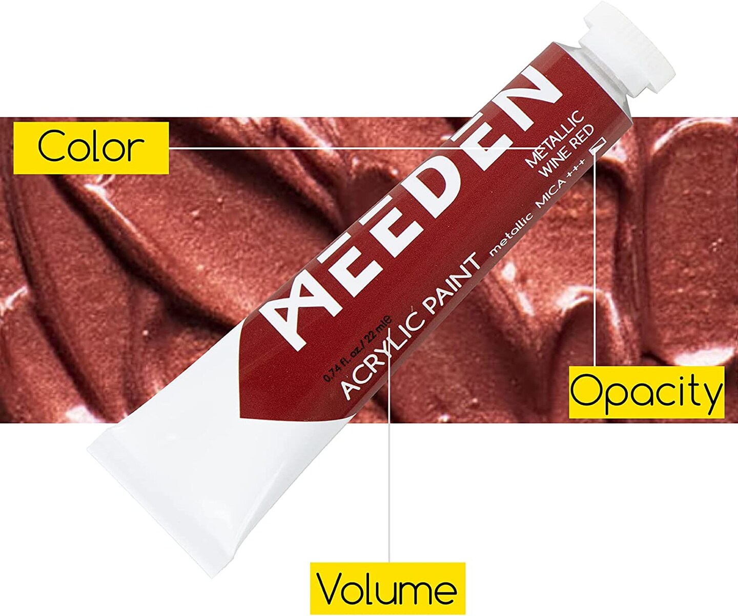 MEEDEN Metallic Acrylic Paint, Set of 12 Vibrant Colors Acrylic Tubes 0.74oz/22ml, Heavy Body Non Toxic Art Craft Paints for Artists, Kids &#x26; Beginners, Art Supplies for Canvas Wood Rocks Painting