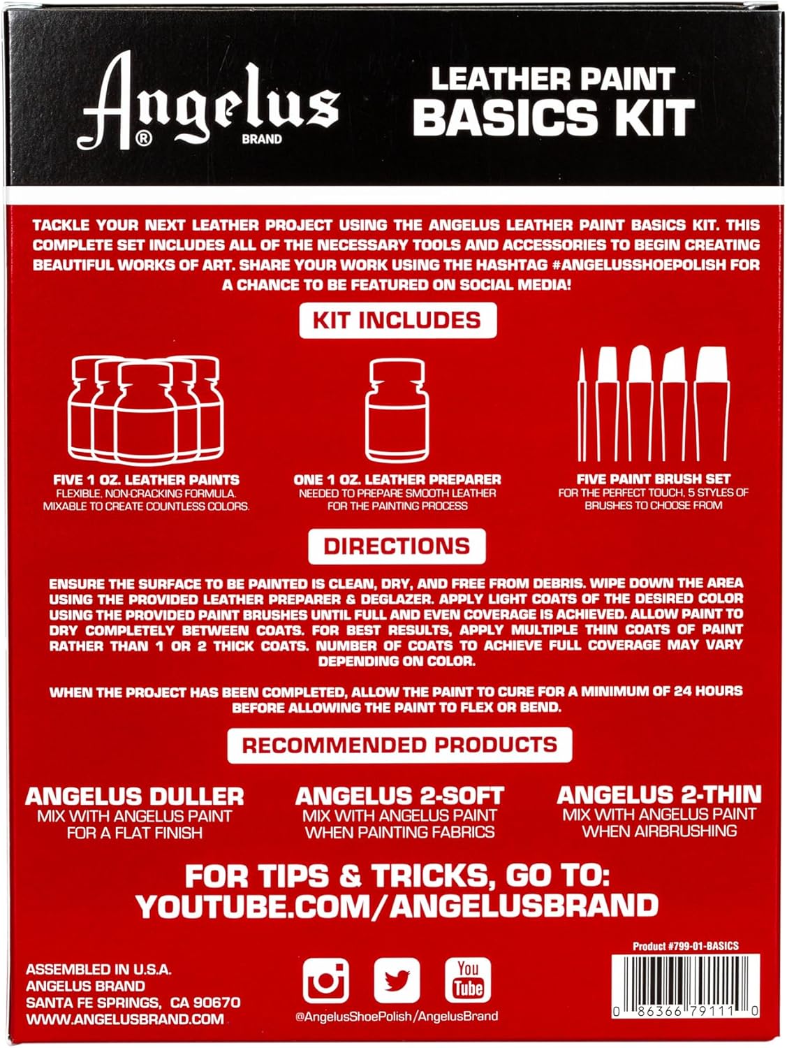 Leather Paint Basics Kit &#x2013; Acrylic Leather Paint Set with 5 Colors