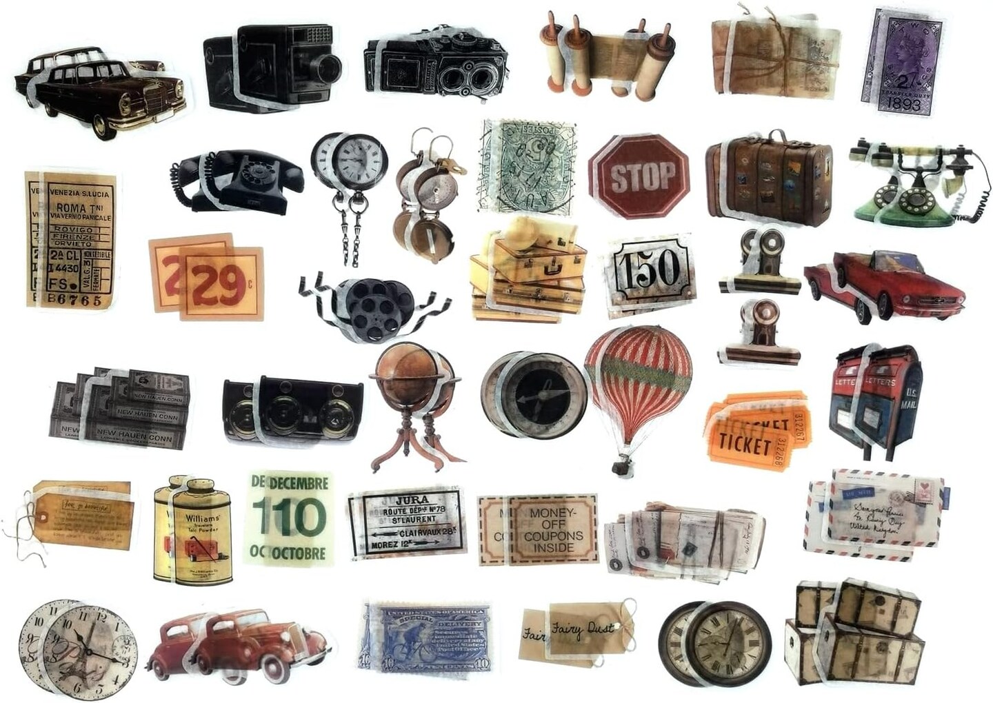 200 Pieces Vintage Ephemera Scrapbooking Supplies Pack for Journaling (Word Memory) 3.8 x 1.8 x 0.5 inches