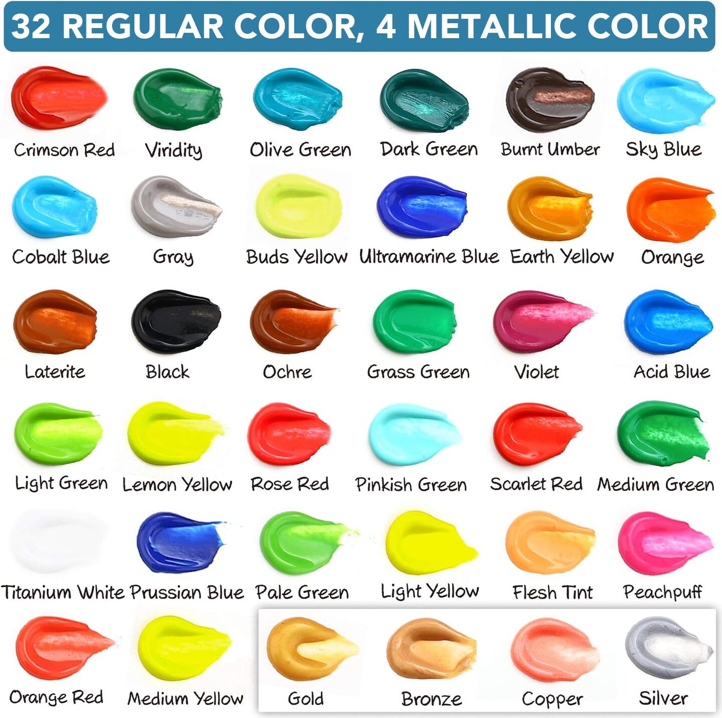 74 PCS Professional Acrylic Paint Set (36 Color Acrylic Paints)