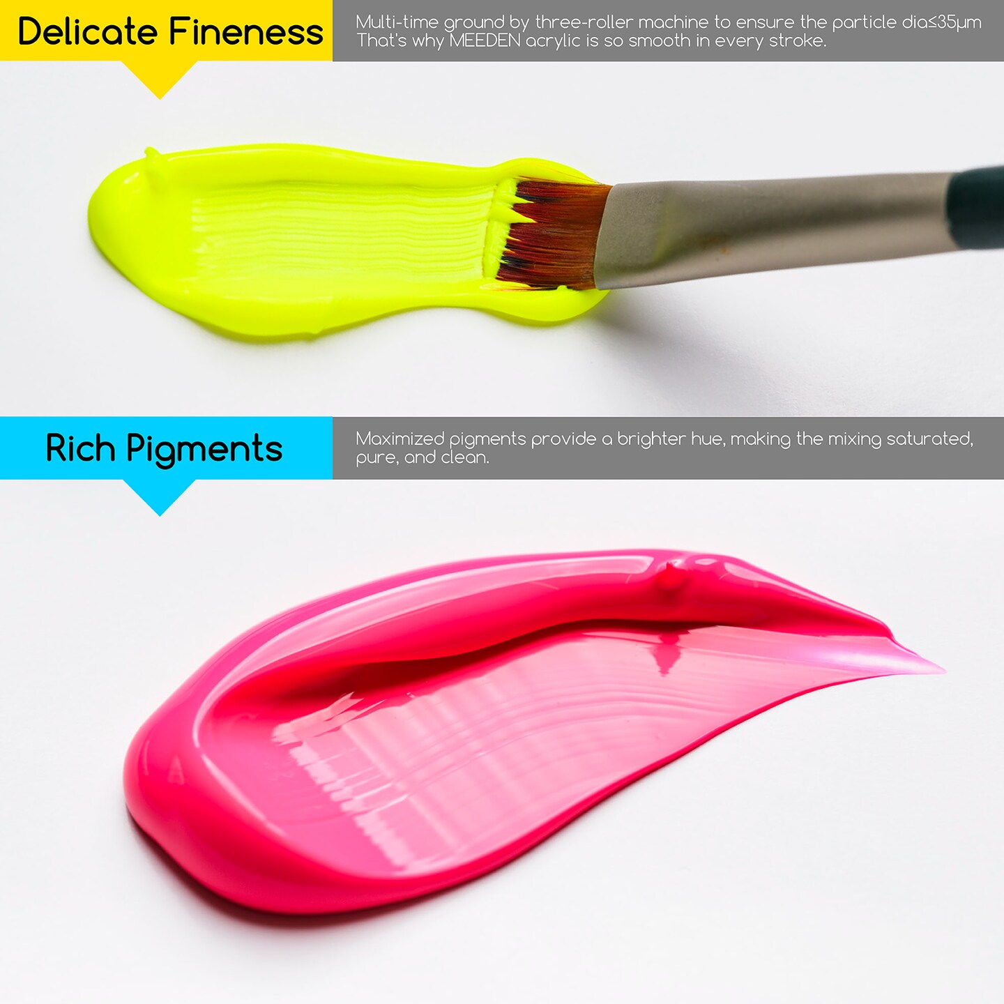 MEEDEN Fluorescent Acrylic Paint, 6 Colors Acrylic Paint Set, 60 ml/2 oz Pro Tubes, Rich Pigments Non-Toxic Neon Paint, Art &#x26; Craft Paints for Artists, Adults &#x26; Beginners