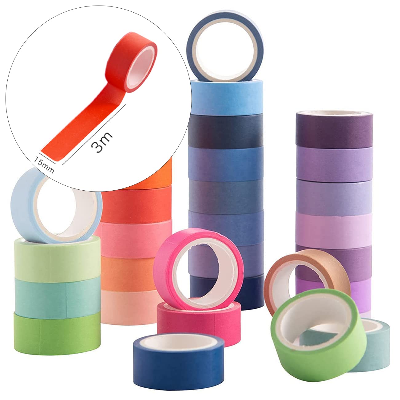 60 Rolls - Rainbow Colored Washi Tape
