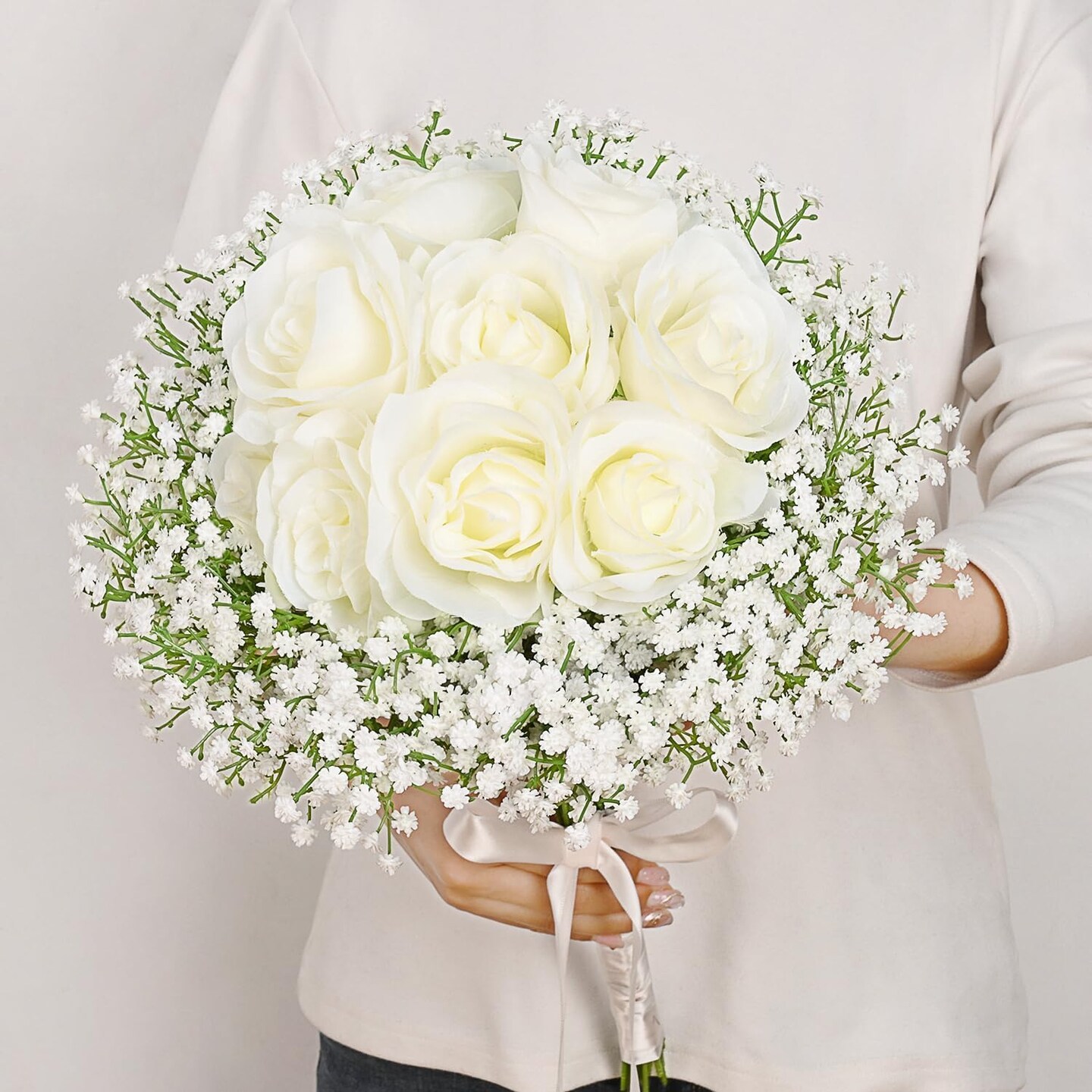 15 PCS White Baby Breath Artificial Flowers for Floral Arrangement