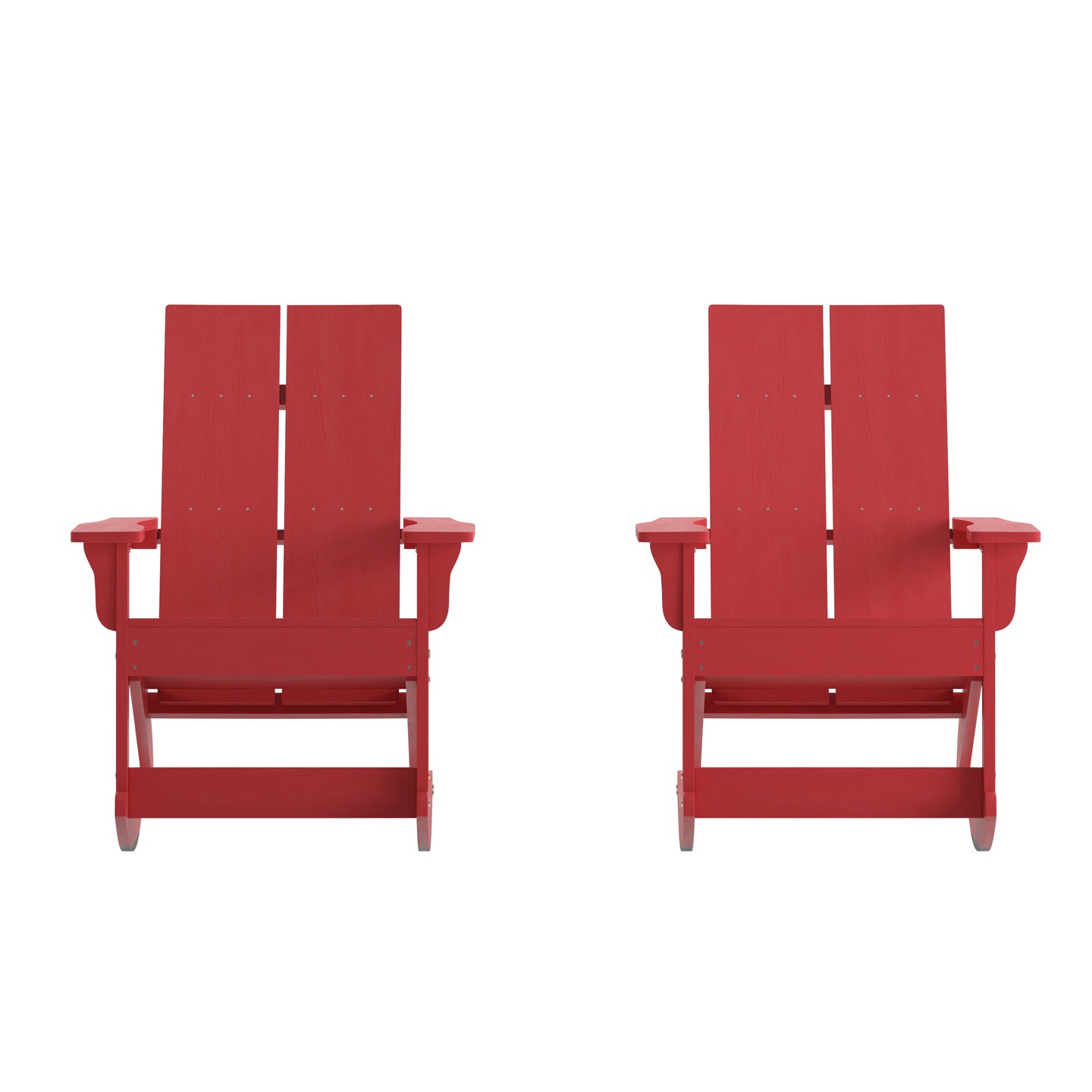 Merrick Lane Set of 2 Wellington UV Treated All-Weather Polyresin Adirondack Rocking Chair for Patio, Sunroom, Deck and More
