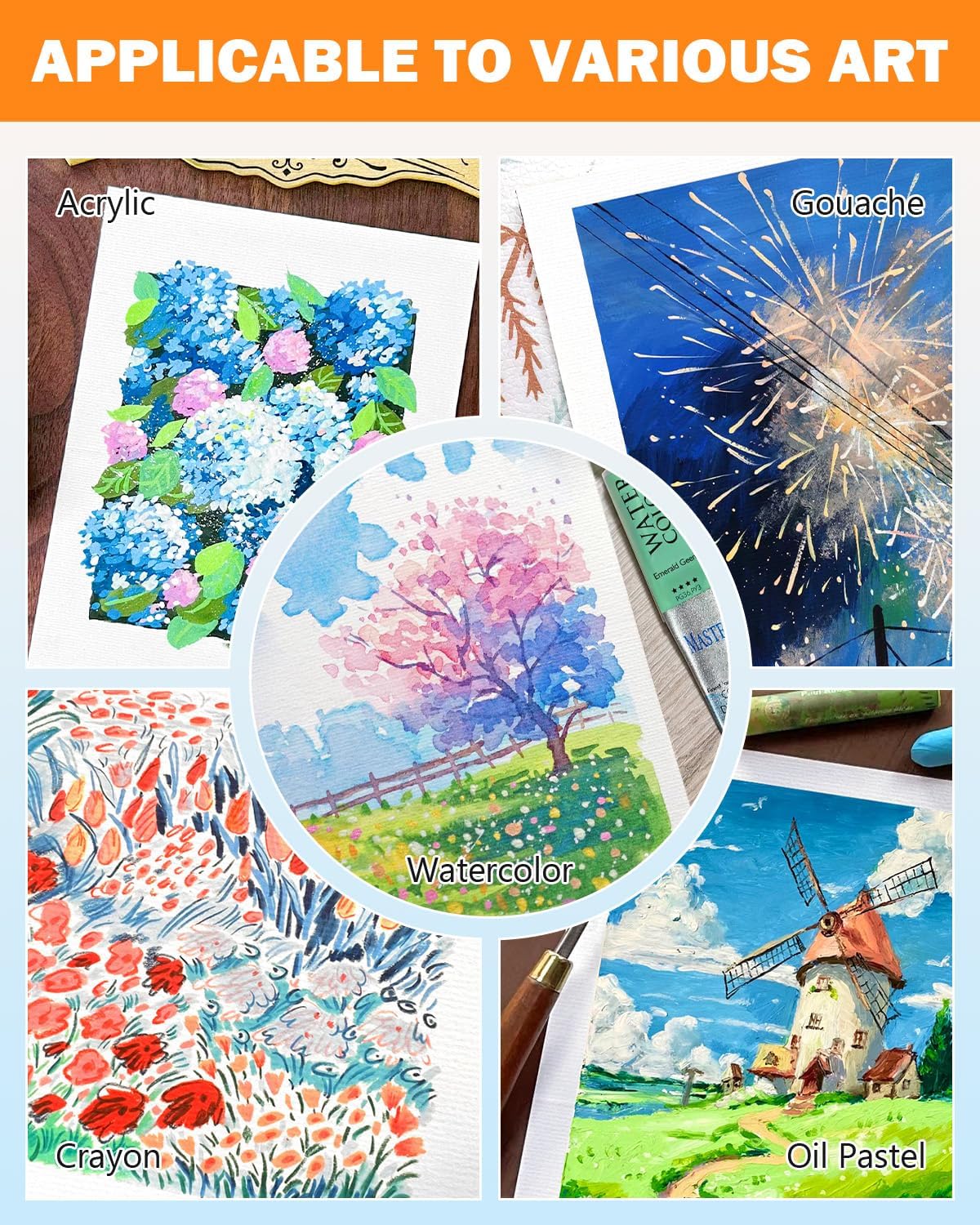 Watercolor Cards and Envelopes Set - 50 Folded 5x7 Inch