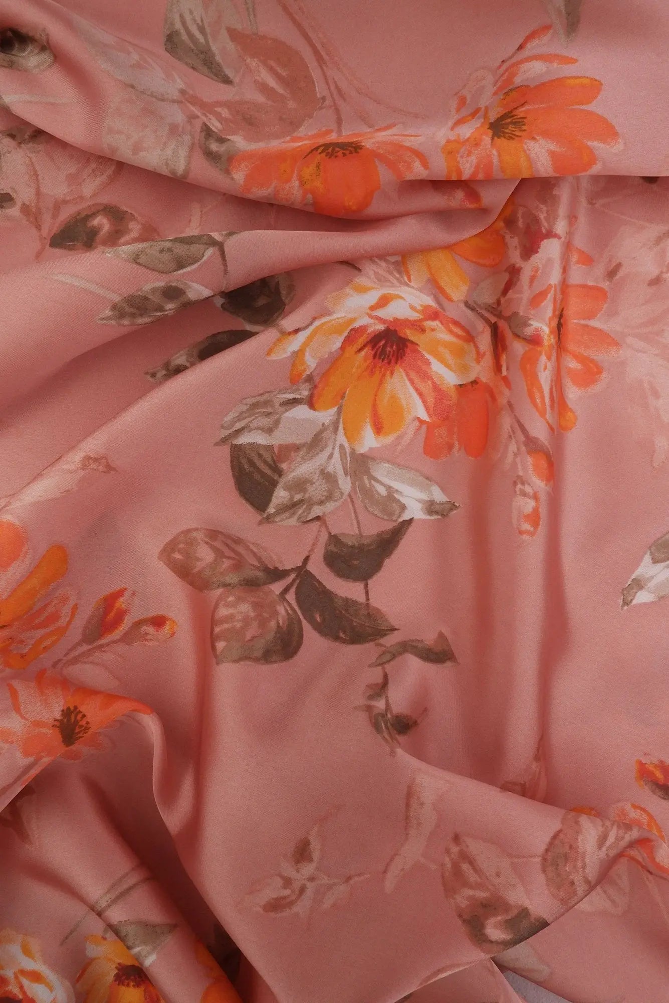 Satin Floral Print Fabric 100% Polyester, 57/58&#x2033; Wide