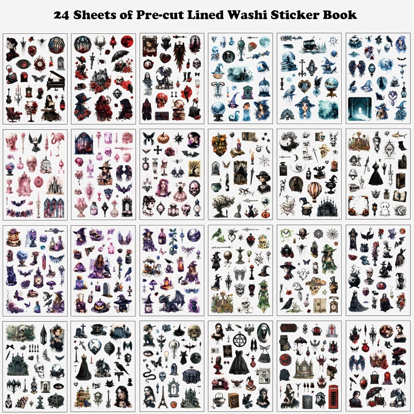 557pcs Vintage Scrapbook Stickers Book Stickers - Night Fantasies