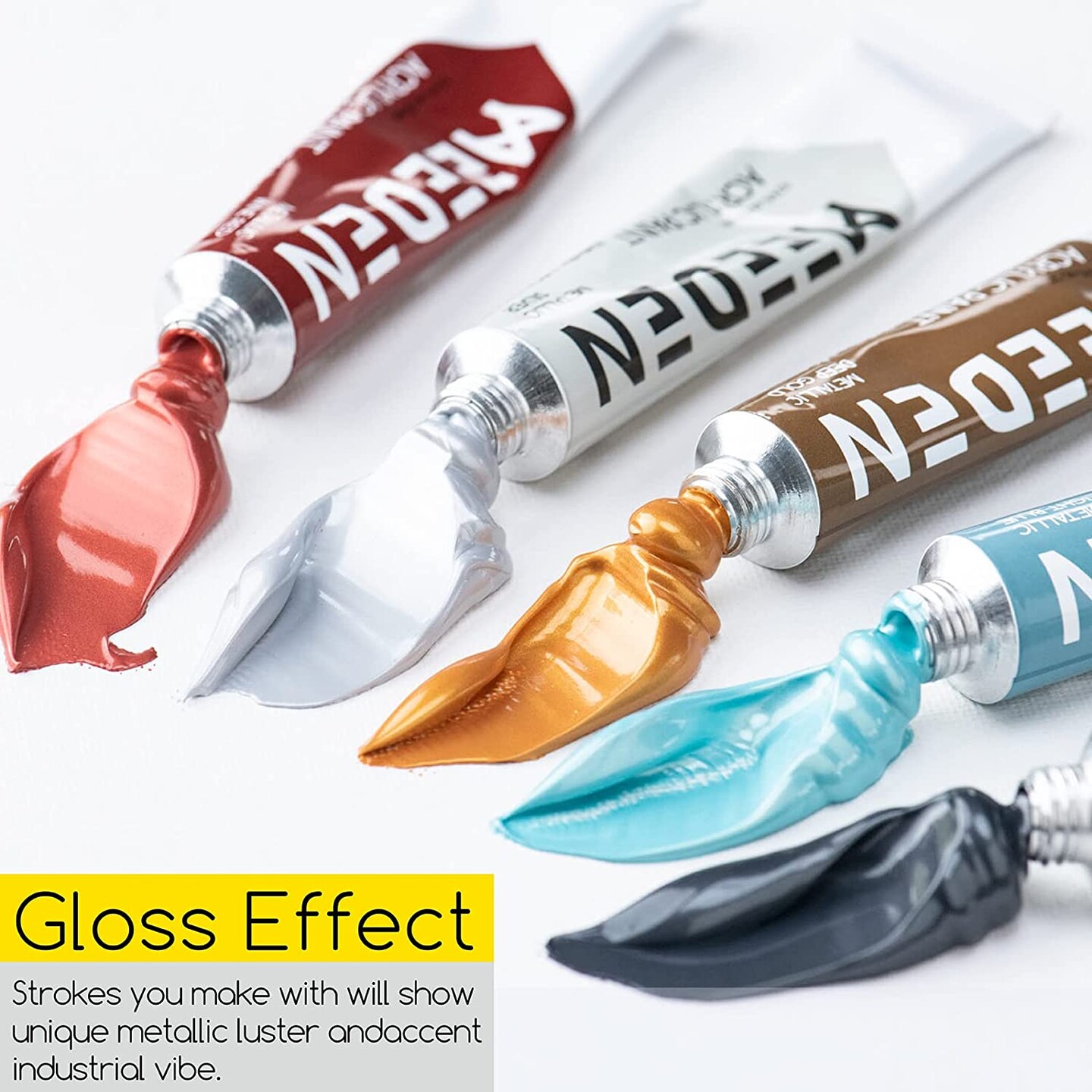 MEEDEN Metallic Acrylic Paint, Set of 12 Vibrant Colors Acrylic Tubes 0.74oz/22ml, Heavy Body Non Toxic Art Craft Paints for Artists, Kids &#x26; Beginners, Art Supplies for Canvas Wood Rocks Painting