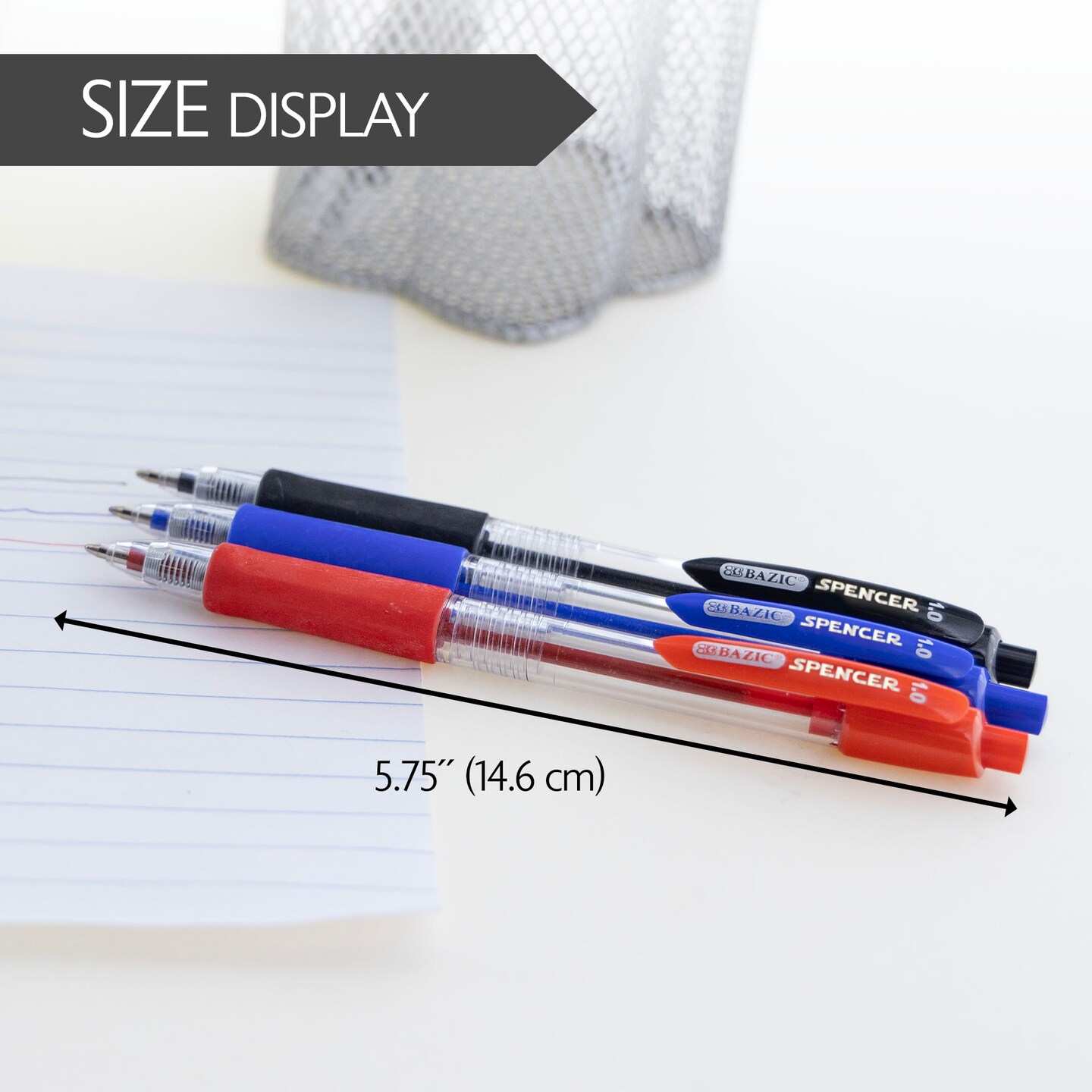 BAZIC Spencer Assorted Color Retractable Pen Cushion Grip (5/Pack)