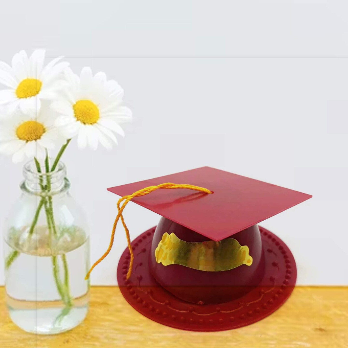 24 Count Graduation Cap Cake Topper Durable Plastic Party Decoration Burgundy 3.5 Inch