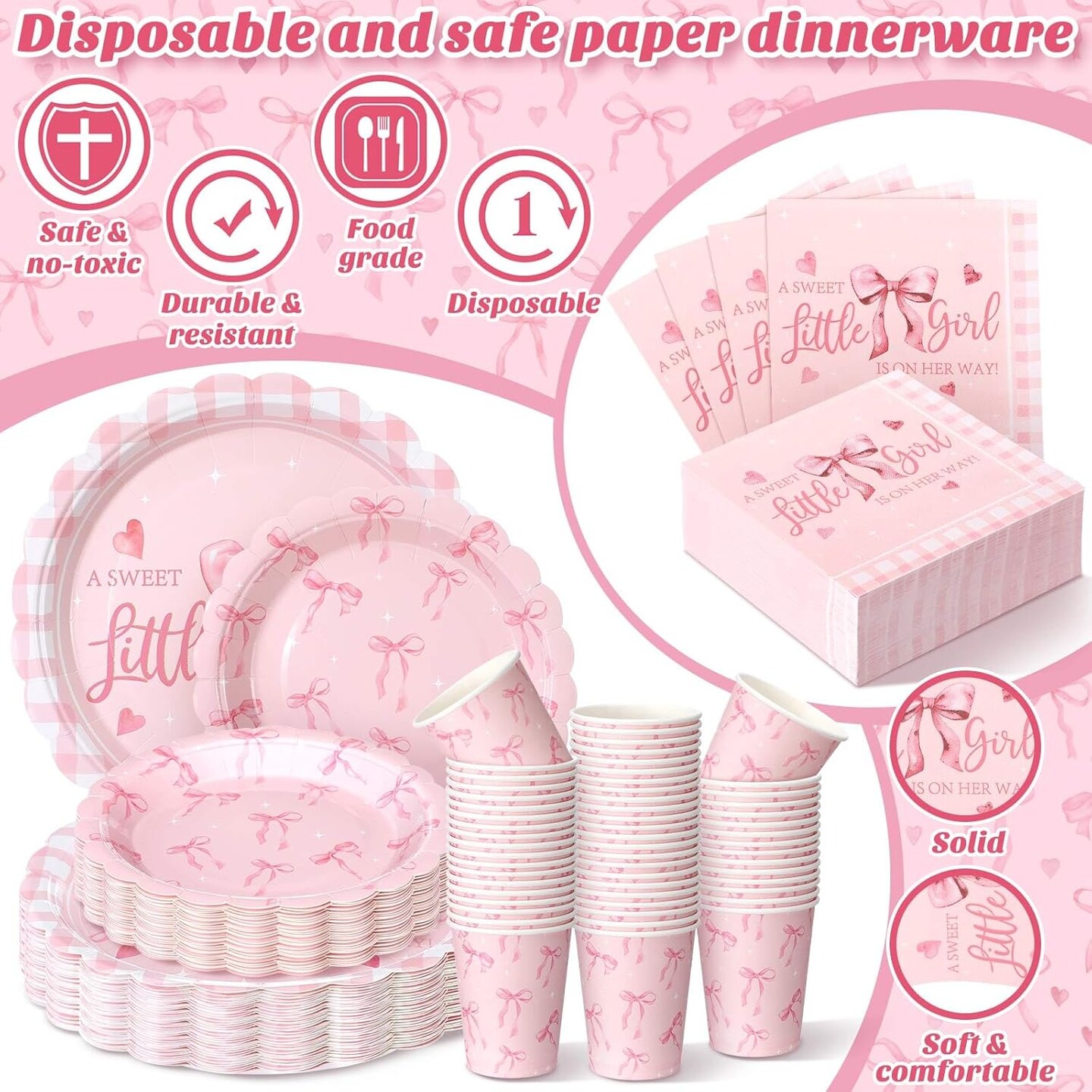 250 Pcs Little Girl Baby Shower Decorations