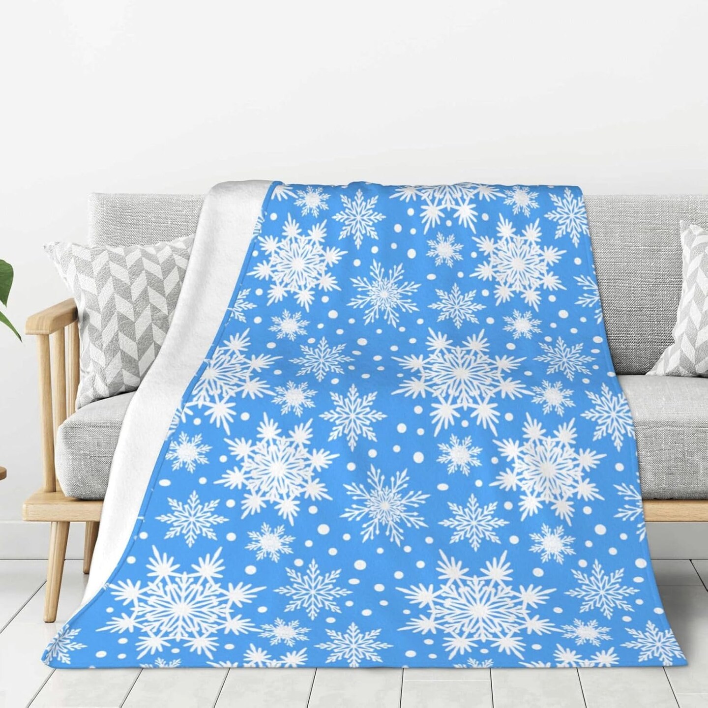 Winter Snowflakes Blue Throw Blanket